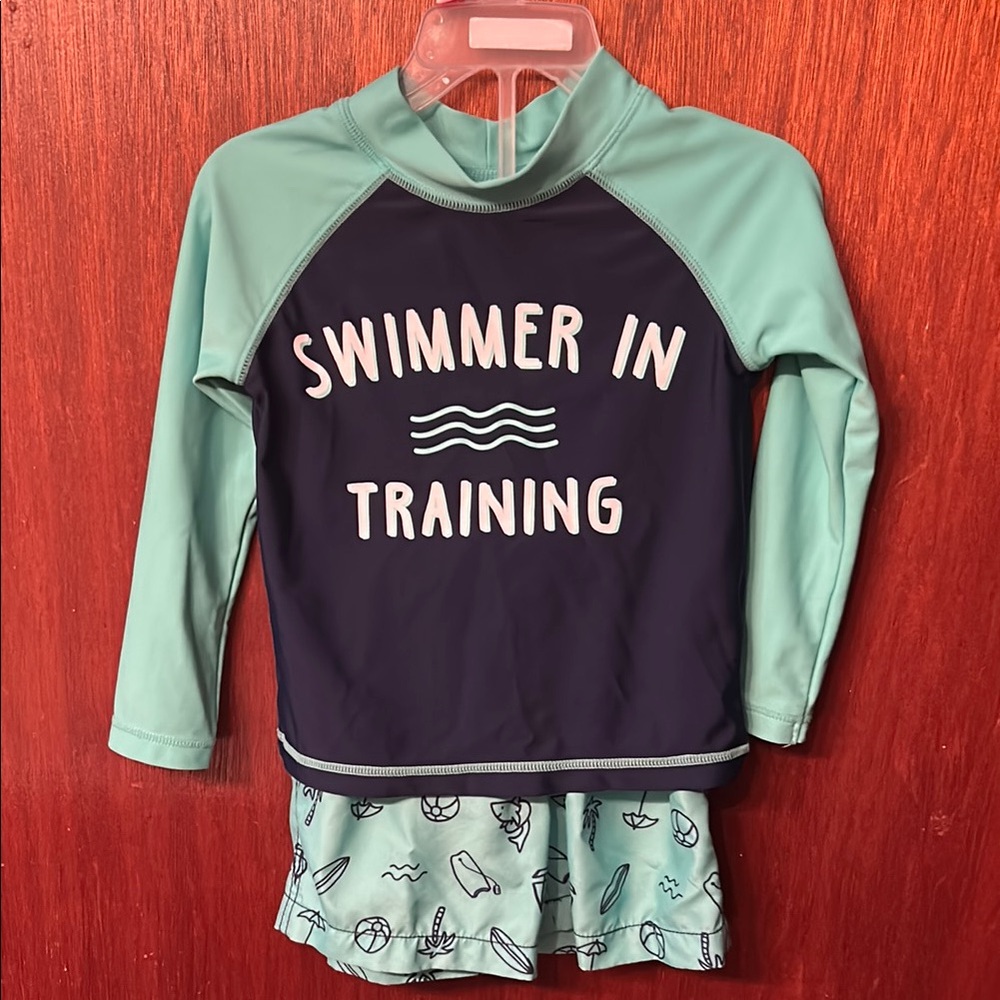 Carter's Blue and Green Rashguard Swim Set